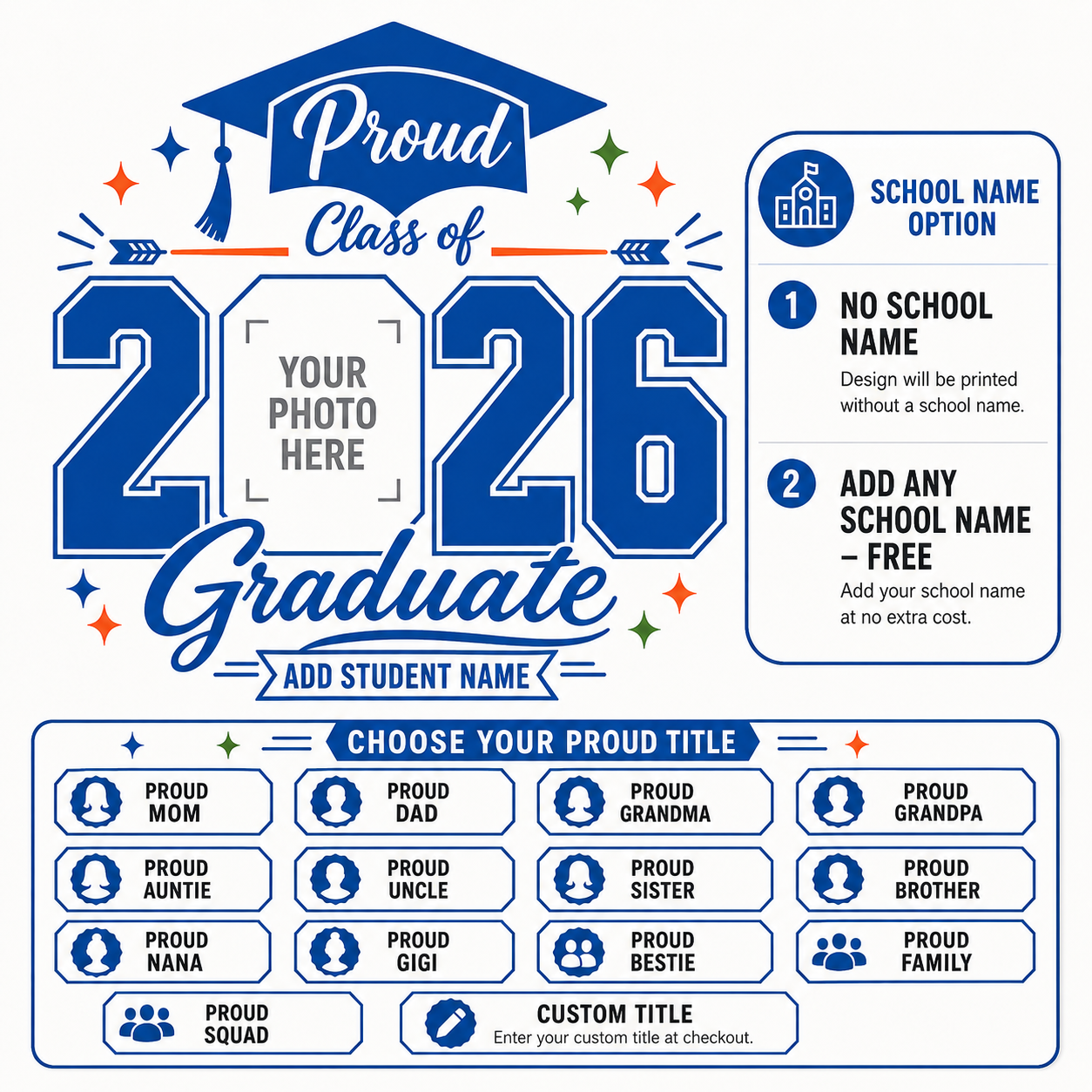 Custom Class of 2026 Graduation Photo Shirt
